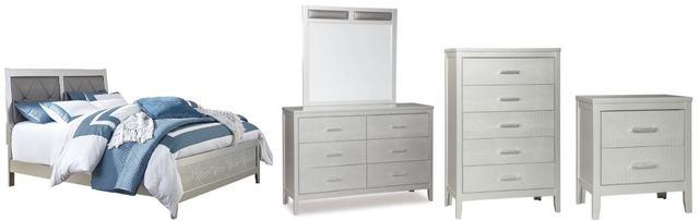 Signature Design by Ashley® Olivet 5-Piece Silver King Panel Bed Set-0
