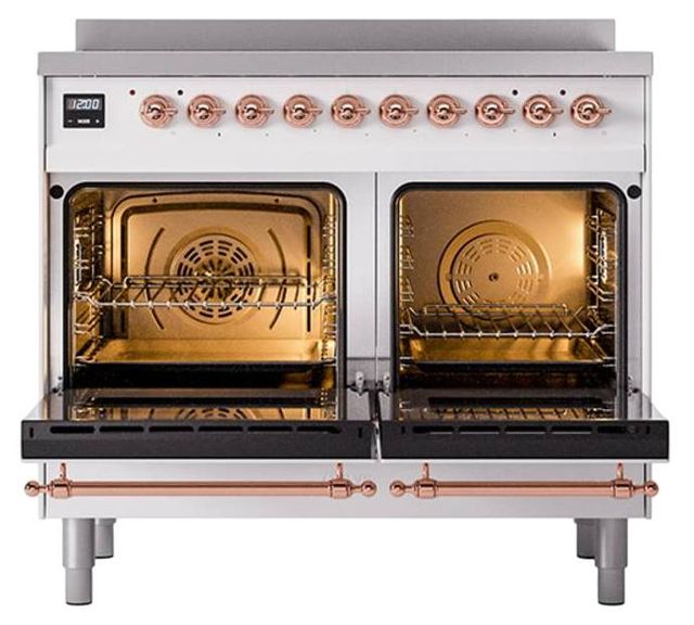 Ilve® Nostalgie II Noblesse 40'' White Pro Style Induction Range with Copper Trim-2