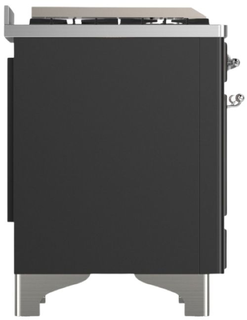 Ilve® Majestic III 36" Graphite Matte Pro Style Dual Fuel Liquid Propane Range with Solid Door and Chrome Trim-3
