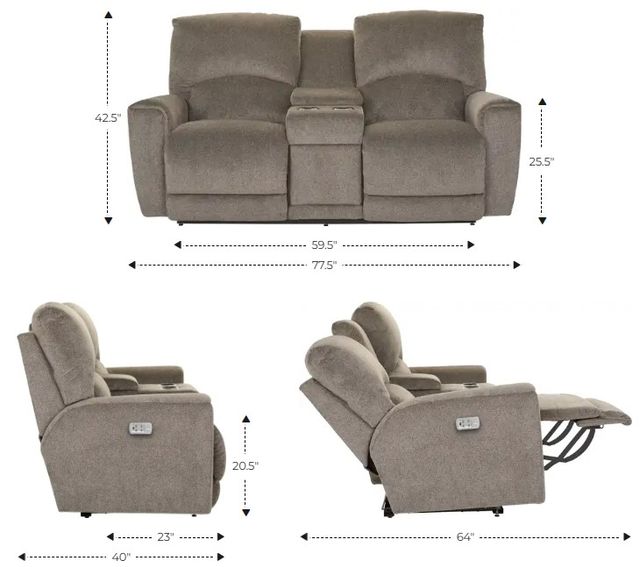La-Z-Boy® Cassian Mocha Power Reclining Loveseat with Headrest and Lumbar-2