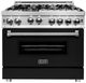 ZLINE 36" Stainless Steel/Black Matte Pro Style Gas Range-0