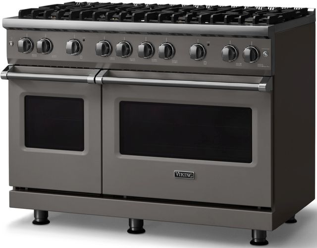 Viking® 5 Series 48" Damascus Gray Pro Style Gas (NG) Range with Polished Chrome Trim-2