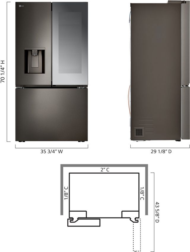 LG 36 in. 26.0 Cu. Ft. PrintProof™ Black Stainless Steel Counter Depth French Door Refrigerator-8