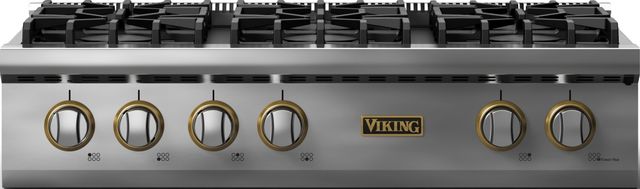 Viking 5 Series 36” Stainless Steel 6-Burner Liquid Propane Rangetop with Brushed Brass Trim-0