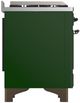 Ilve® Majestic III 40" Emerald Green Pro Style Dual Fuel Liquid Propane Range with Triple Glass Door and Burnished Trim-3