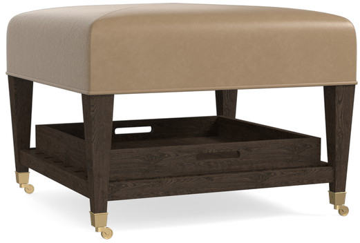 Bassett® Furniture Kara Leather Ottoman with Tray-3