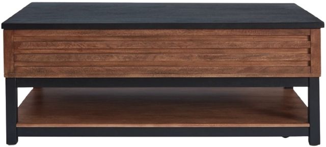 Signature Design by Ashley® Kallari Black Lift Top Cocktail Table with Warm Brown Base-1