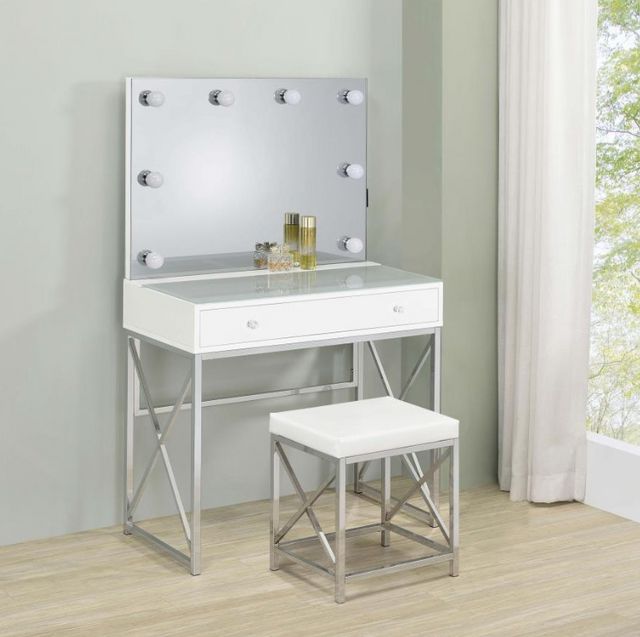 Coaster® Eliza 3-Piece Chrome/White Vanity Set-4