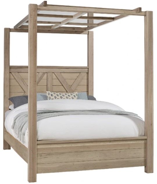 Artisan & Post by Vaughan-Bassett Cool Rustic Clear Maple Queen Mirrored Canopy Bed-0
