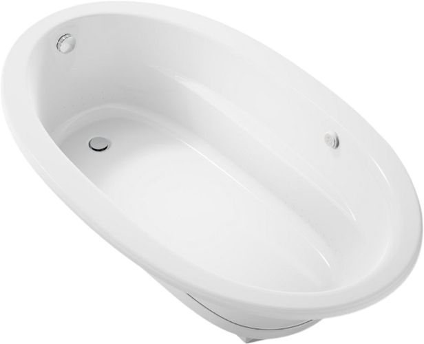 KOHLER® Sunward® White 72" x 42" Drop-In Heated BubbleMassage™ Air Bath-0