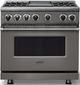 Viking® 7 Series 36" Damascus Gray Pro Style Dual Fuel Range with 12" Reversible Griddle-2