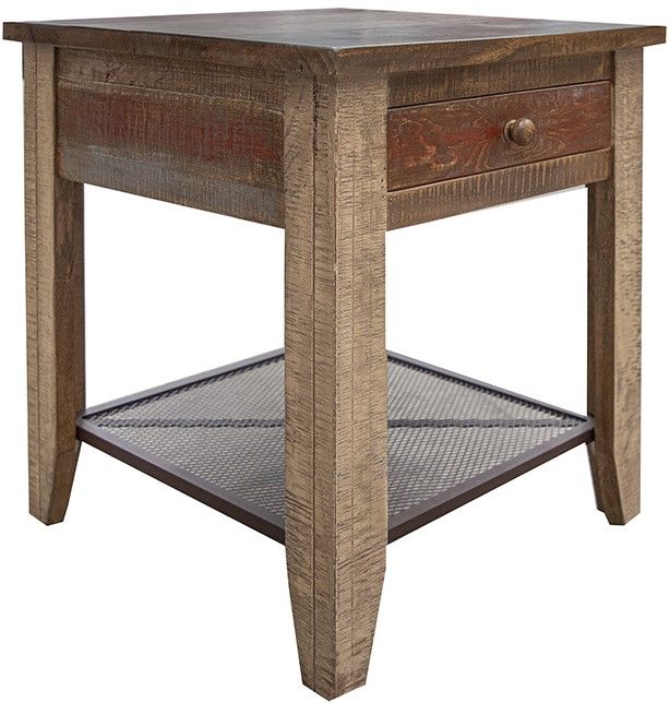 International Furniture Direct Antique Brown End Table-0