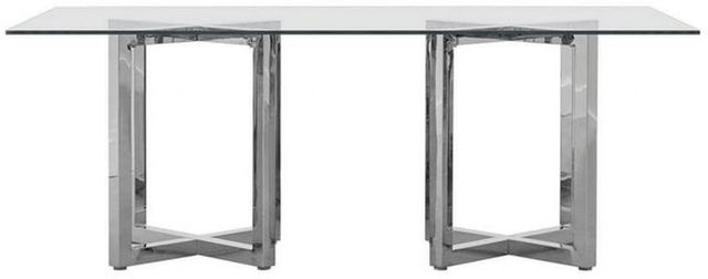 Modus Furniture Amalfi Glass Top Rectangular Dining Table with Double Pedestal Chrome Base-2