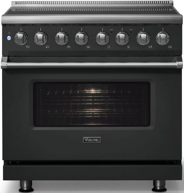 Viking® 5 Series 36" Antique Bronze Pro Style Induction Range with Polished Chrome Trim-3