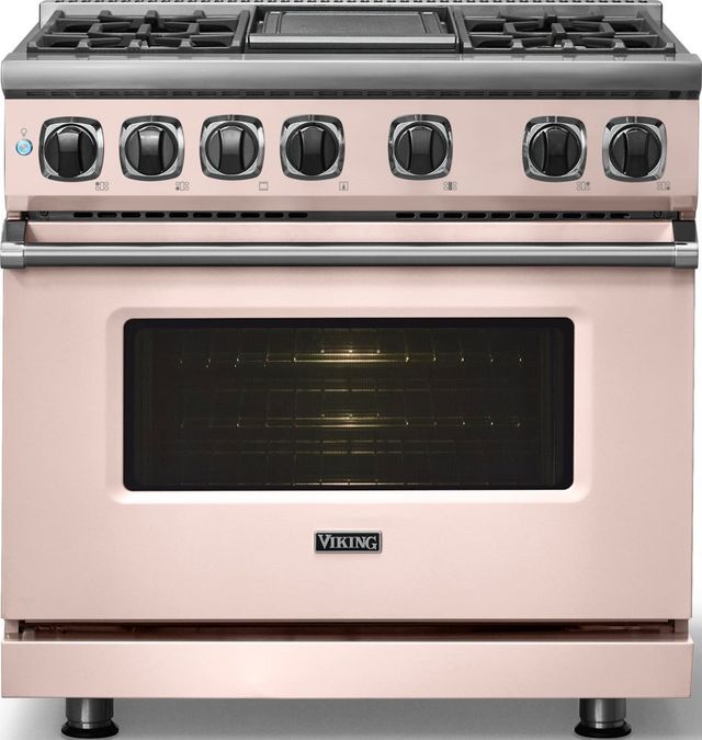 Viking® 7 Series 36" Blush Pro Style Dual Fuel Range with Griddle-2
