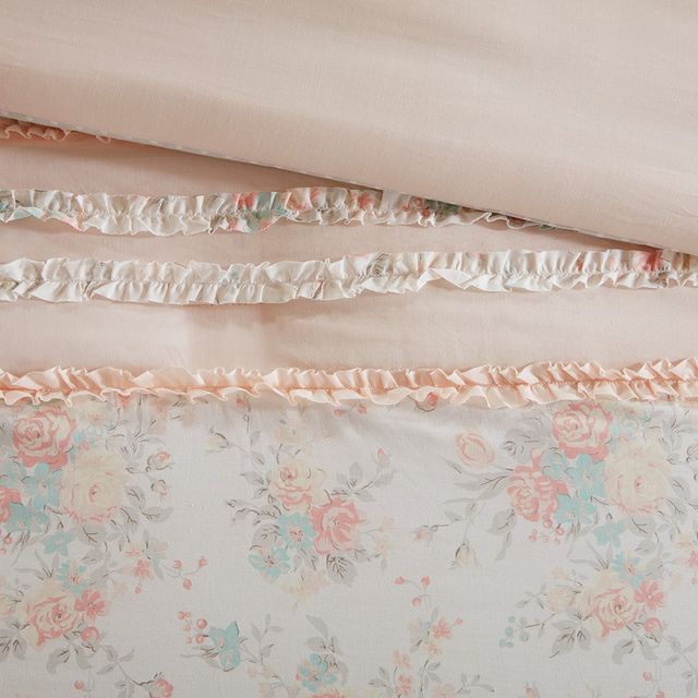 Olliix by Madison Park Coral California King Serendipity Cotton Percale Comforter Set-3