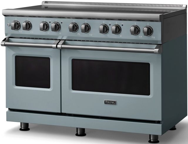 Viking® 5 Series 48" Novembery Sky Pro Style Induction Range with Polished Chrome Trim-2