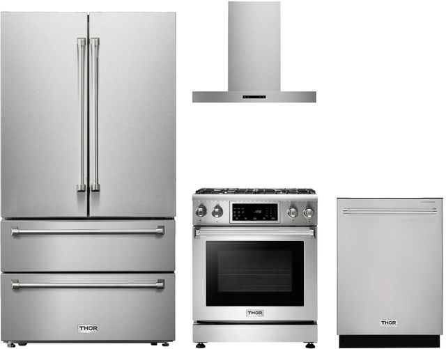 Thor Kitchen® 4 Piece Stainless Steel Gas Kitchen Package-0
