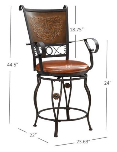Powell® Beatrix Bronze/Rust Big And Tall Armed Counter Stool-2
