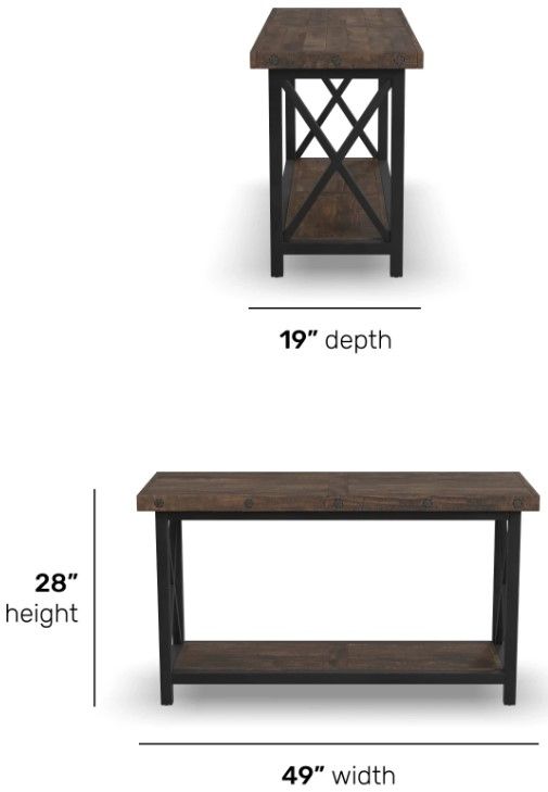 Flexsteel® Carpenter Brown Sofa Table with Black Metal Frame-5