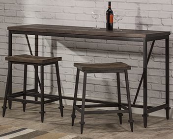 HH2 Home Trevino Walnut Bar Table with Copper Brown Metallic Base-2