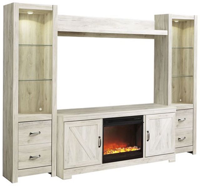 Signature Design by Ashley® Bellaby 4-Piece Whitewash Entertainment Center with Electric Fireplace Insert-0
