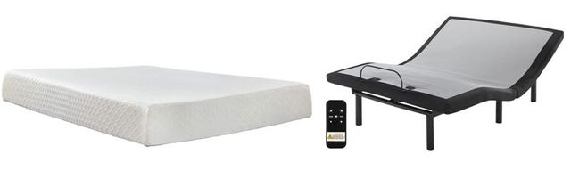 Sierra Sleep® by Ashley® Chime 2-Piece 10" Memory Foam and Good Adjustable Base Queen Mattress Set-0