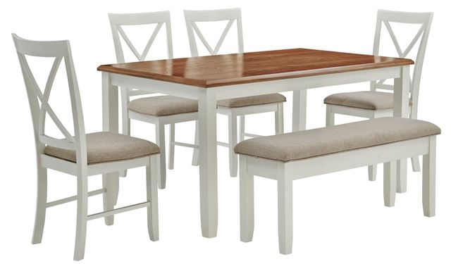 Powell® Jane 6-Piece Honey Brown/Vanilla White Dining Set-0