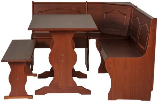 Linon Chelsea 3-Piece Walnut Corner Nook Set-3