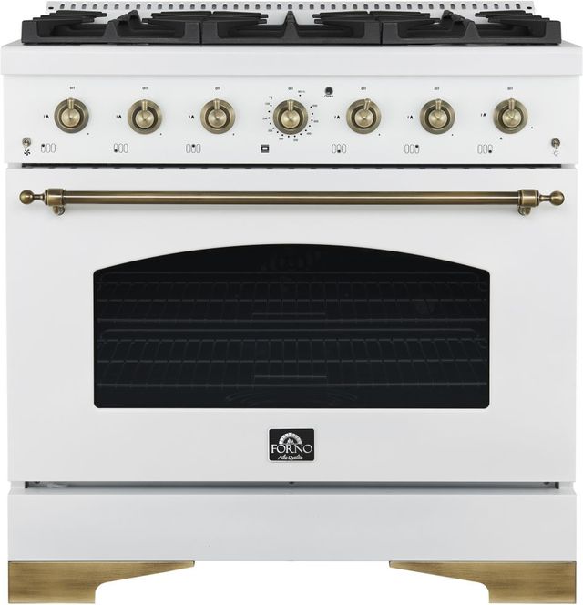 FORNO® Antico Series Alta Qualita 36" White Pro Style Gas Range-0