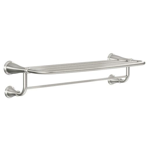 Moen® Banbury Brushed Nickel 24" Towel Bar With Shelf-0