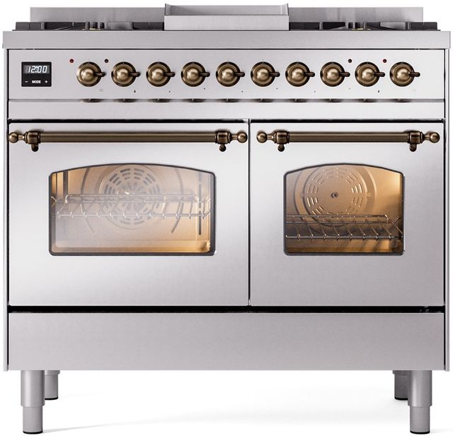 Ilve® Nostalgie II Series 40" Stainless Steel Pro Style Dual Fuel Range-0