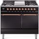 Ilve® Nostalgie II Series 40" Glossy Black Pro Style Dual Fuel Range-0