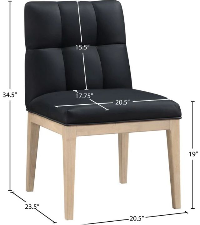 Meridian Furniture Adrian Black/Natural Leather Upholstered Dining Side Chair-2