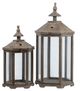 A & B Home Graca 2-Piece Clear/Black Polygon Temple Lantern Set-0
