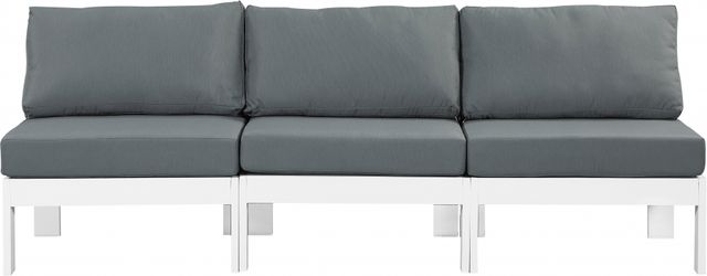 Meridian Furniture Nizuc 3-Piece Gray/White Aluminum/Fabric Outdoor Patio Armless Modular Sofa-1