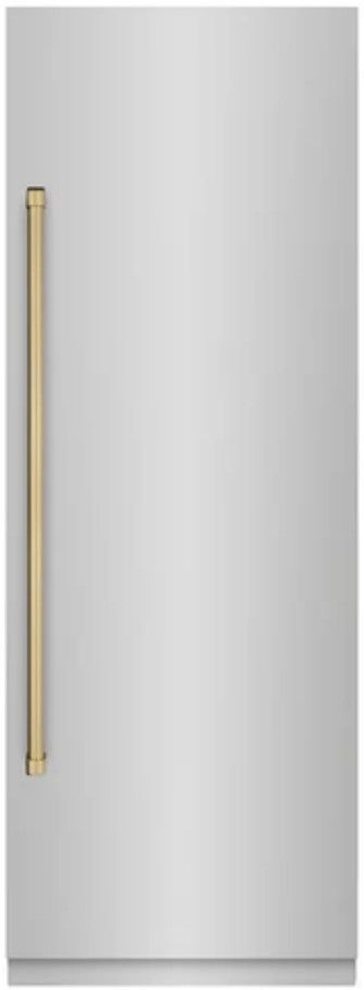 ZLINE Autograph Edition 30" 16.7 Cu. Ft. Stainless Steel Column Refrigerator with Graphite Gray Interior and Champagne Bronze Accents-0