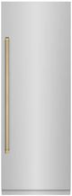ZLINE Autograph Edition 30 in. 16.7 Cu. Ft. Column Refrigerator in Stainless Steel with Graphite Gray Interior and Champagne Bronze Accents-0