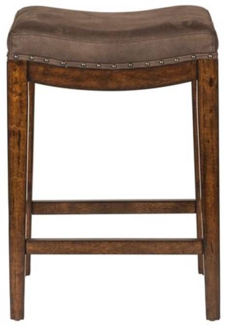 Liberty Furniture Aspen Skies Russet Brown/Saddle Upholster Console Stool-2
