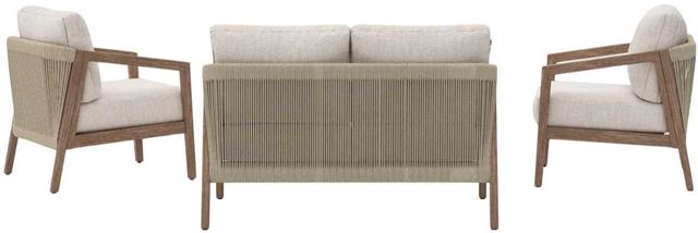 Signature Design by Ashley® Nature Lane 4-Piece Brown/White Nuvella Outdoor Conversation Table Set-3