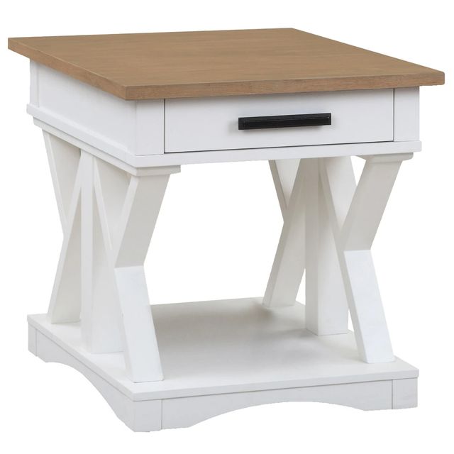 Parker House® Americana Modern Weathered Natural End Table with Cotton Top-0