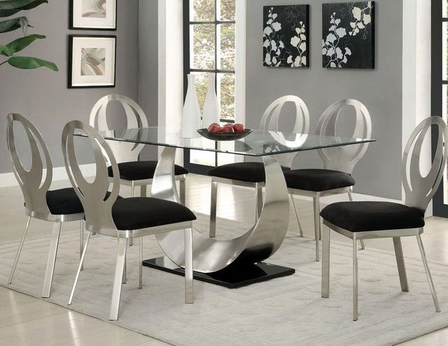Furniture of America® Orla 2-Piece Black/Silver Dining Side Chair Set-3