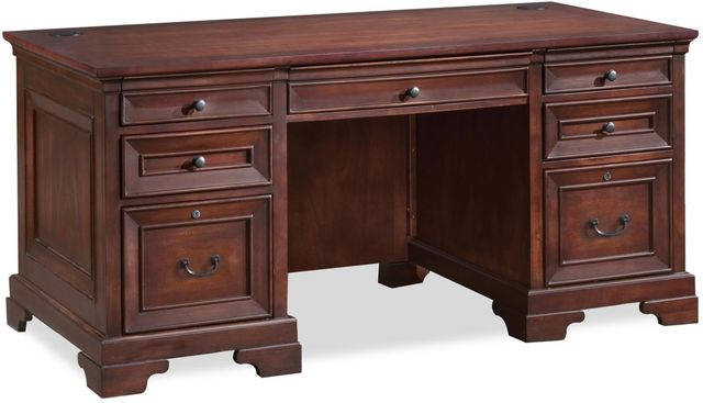 aspenhome® Richmond Brown Burgundy 66" Executive Desk-0