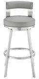 Armen Living Flynn Brushed Stainless Steel/Light Gray 26'' Bar Stool-0