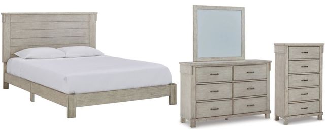 Signature Design by Ashley® Hollentown 5-Piece Whitewash Full Panel Bed Set-0