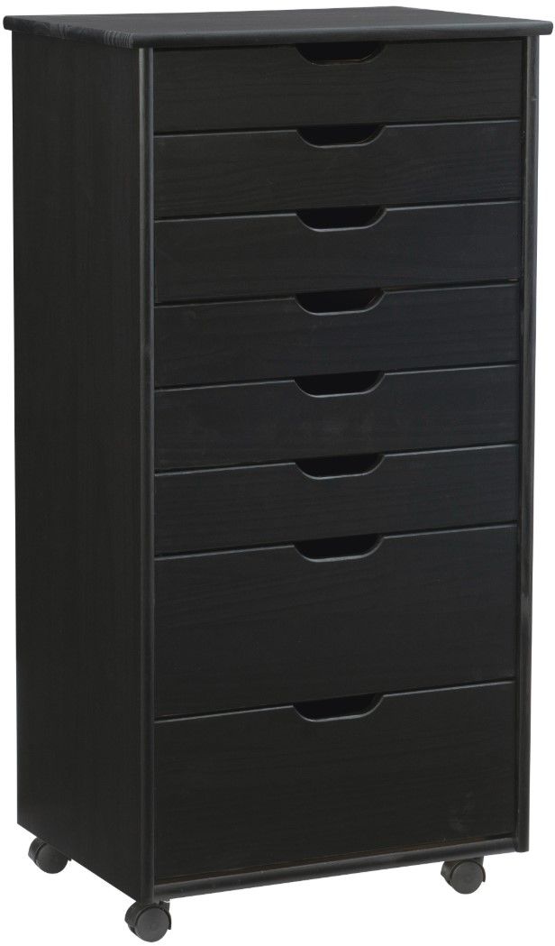 Linon Rudy Black 8-Drawer Rolling Storage Cart-0