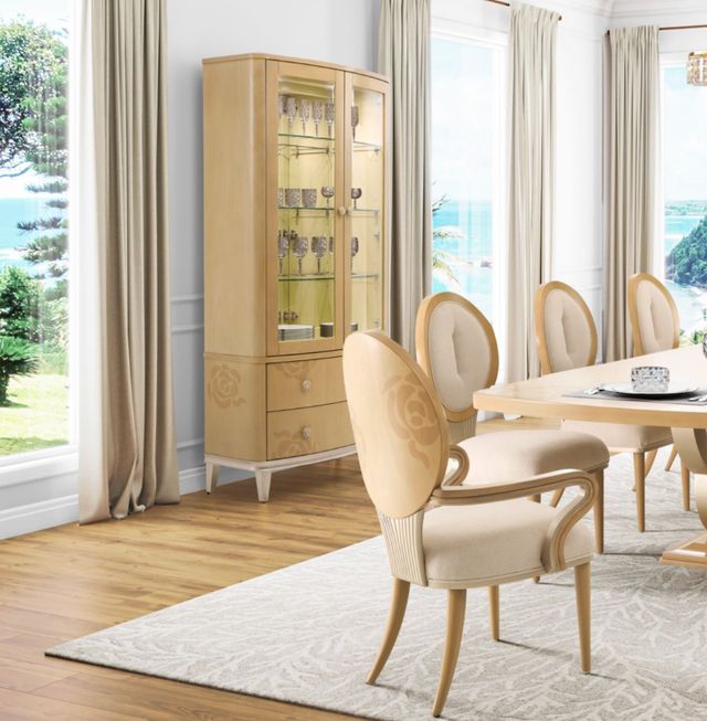 Michael Amini® Camellia Field Caramel Display Cabinet-1