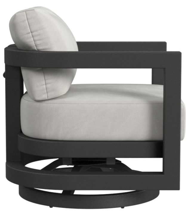 Sunset West Malibu Matte Coal Aluminum Swivel Outdoor Club Chair with Cast Silver Cushion-2