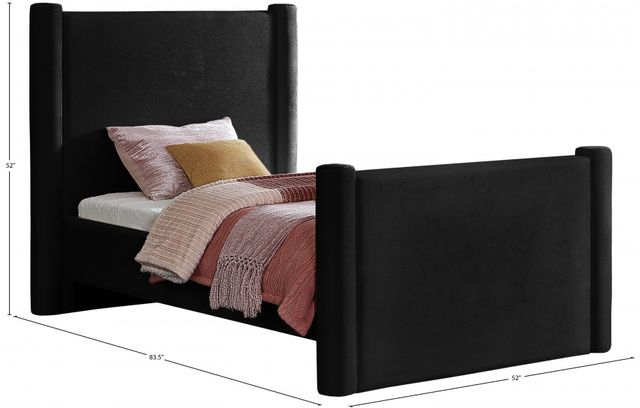 Meridian Furniture Elias Black Velvet Twin Upholstered Panel Bed-2