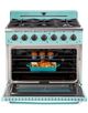 Unique Classic Retro 30" Ocean Mist Turquoise Slide-In Gas Range-4